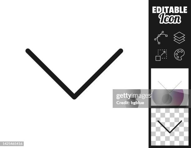 chevron down. icon for design. easily editable - pointing down white background stock illustrations