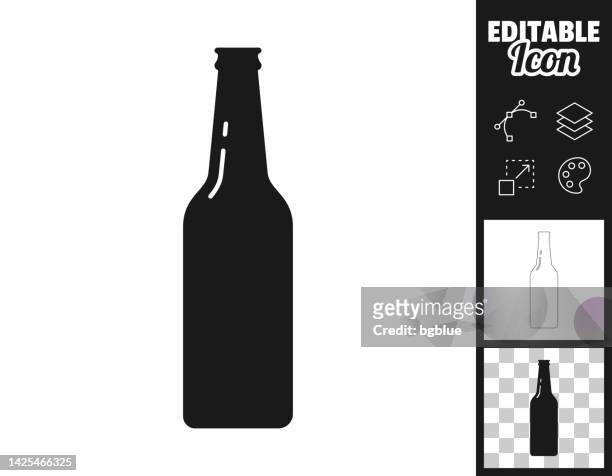 illustrations, cliparts, dessins animés et icônes de bouteille de bière. icône pour le design. facilement modifiable - boisson mousseuse
