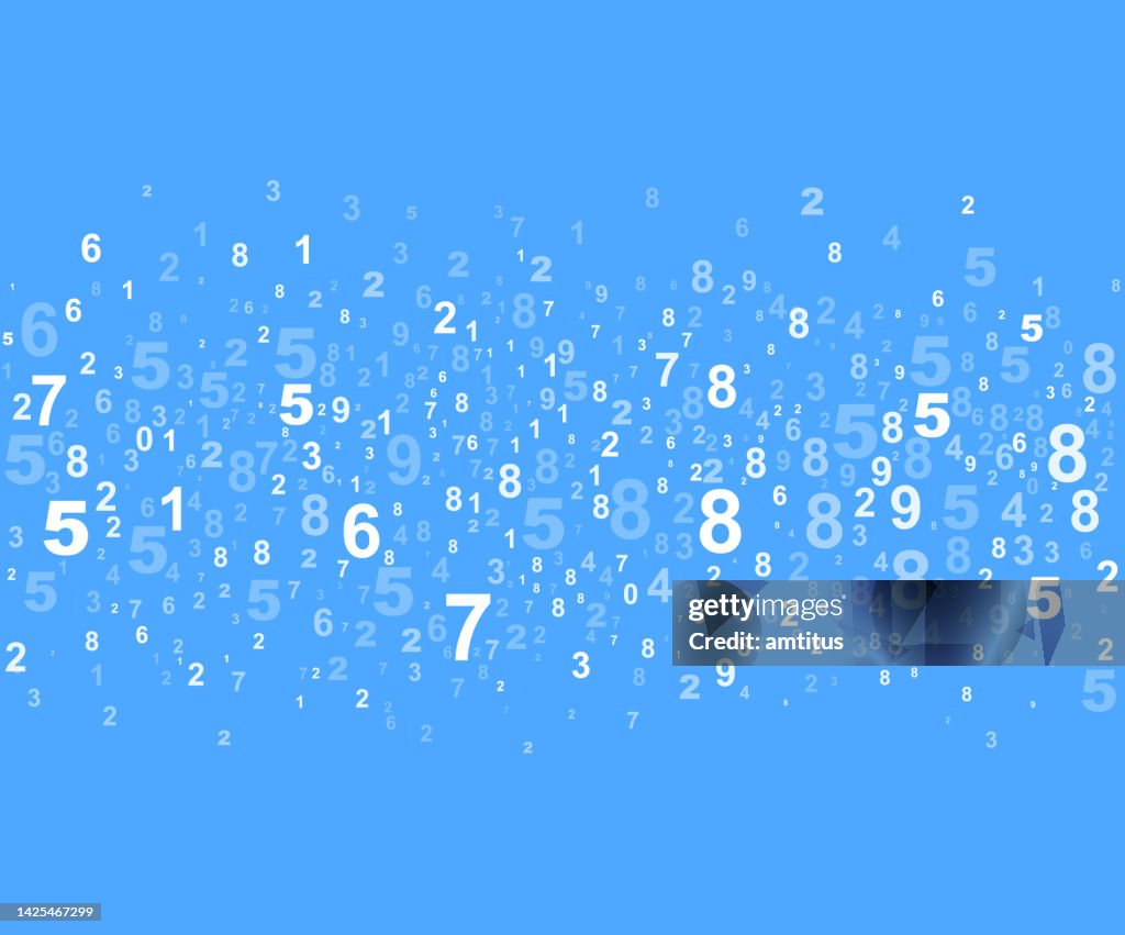 Numbers on blue