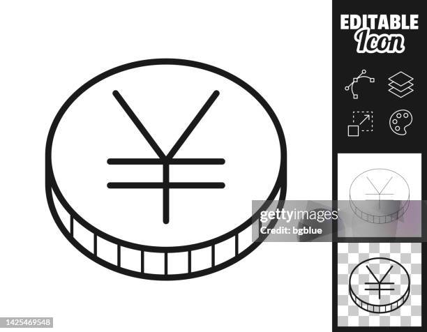 yen coin. icon for design. easily editable - chinese coin stock illustrations