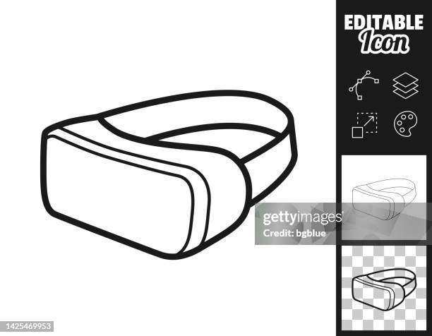 illustrazioni stock, clip art, cartoni animati e icone di tendenza di visore per realtà virtuale - vr. icona per il design. facilmente modificabile - occhiali da aviatore