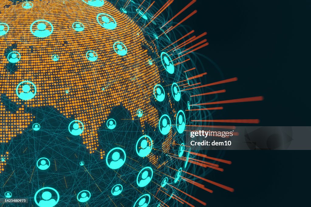 Global Social Media Followers And Connections Points Around The World ...