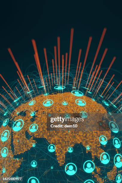 ilustraciones, imágenes clip art, dibujos animados e iconos de stock de seguidores y puntos de conexión de redes sociales globales en todo el mundo - comunidad global