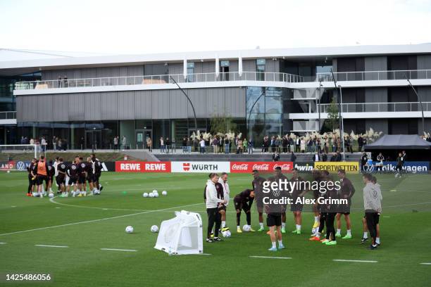 Assistant coach Marcus Sorg talks to the players during a Germany training session at DFB-Campus on September 20, 2022 in Frankfurt am Main, Germany.