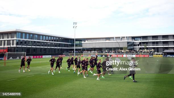 Players run during a Germany training session at DFB-Campus on September 20, 2022 in Frankfurt am Main, Germany.