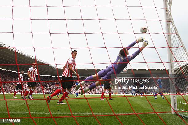 Jamie Ashdown goalkeeper of Portsmouth makes a spectacular save during the npower Championship match between Southampton and Portsmouth at St Mary's...