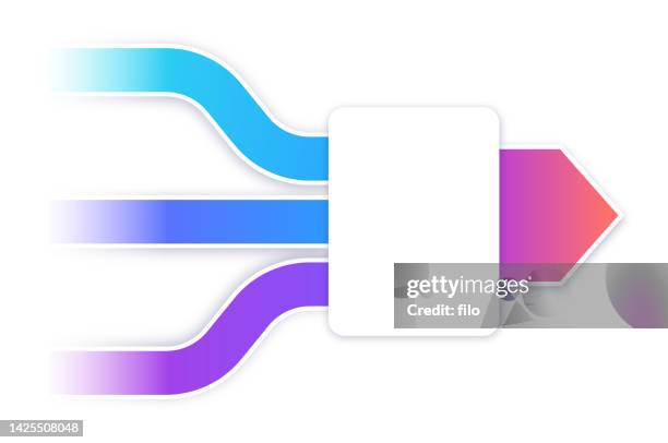 stockillustraties, clipart, cartoons en iconen met ideas merging together infographic workflow - fusies en overnames