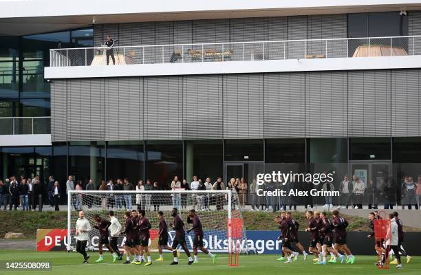 Players run during a Germany training session at DFB-Campus on September 20, 2022 in Frankfurt am Main, Germany.