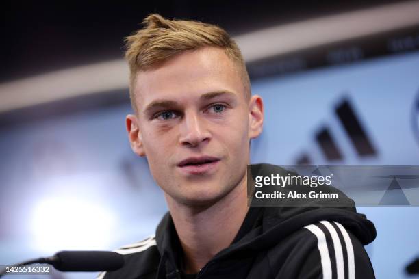 Joshua Kimmich attends a Germany press conference at DFB-Campus on September 20, 2022 in Frankfurt am Main, Germany.