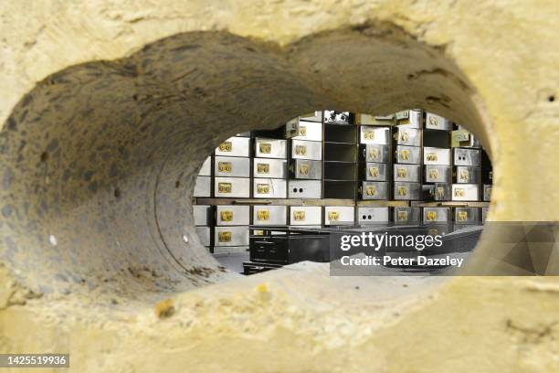 The tunnel created by the robbers at the Hatton Garden Safe Deposit Ltd on January 18,2022 in London, England. The robbery took place in April 2015,...