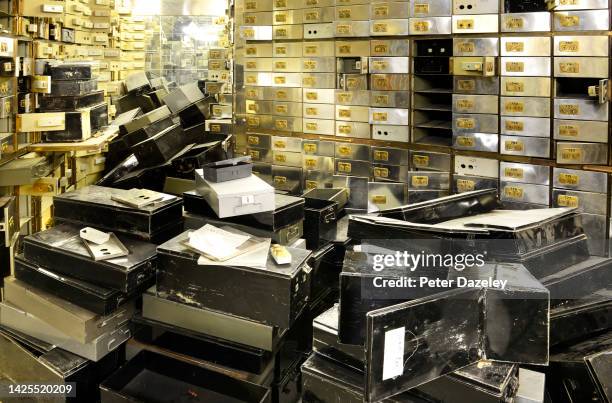 The smashed safety deposit boxes in the aftermath of the vaults of the Hatton Garden Safe Deposit Ltd on January 18,2022 in London, England. The...