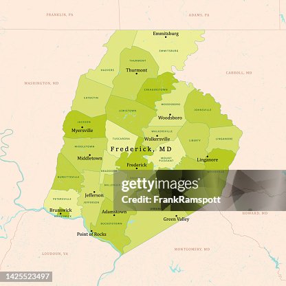 MD Frederick County Vector Map Green MD Frederick County Vector Map Green