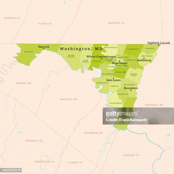 md washington county vector map green - potomac maryland stock illustrations