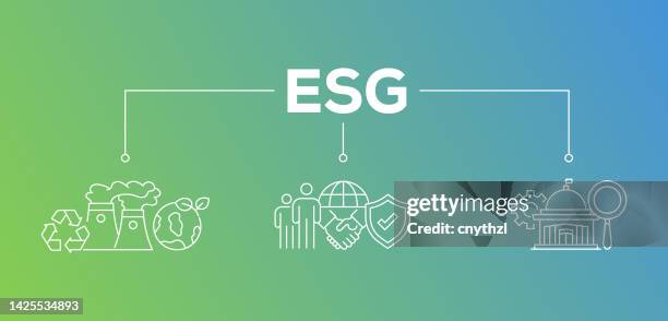 stockillustraties, clipart, cartoons en iconen met esg - environmental, social, and governance concept web banner - government