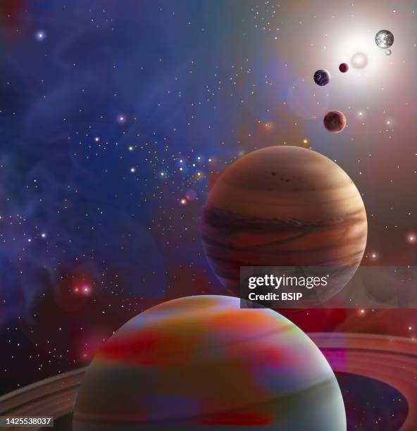 solar system - planet jupiter stock illustrations