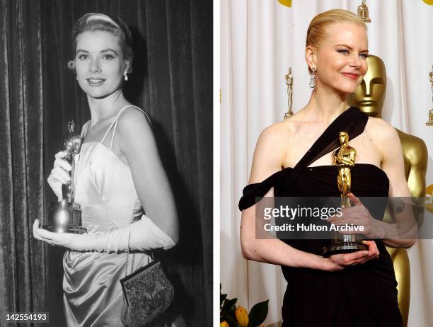 Winner for Best Actress for 'The Hours,' Nicole Kidman poses during the 75th Annual Academy Awards at the Kodak Theater on March 23, 2003 in...
