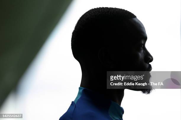 Ivan Toney of England looks on during the Gym Session at the England Nations League Camp at St George's Park on September 20, 2022 in Burton upon...