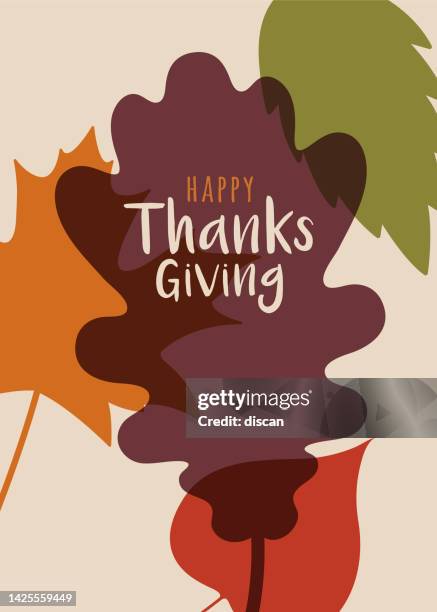 happy thanksgiving card with leaves. - thanksgiving stock illustrations