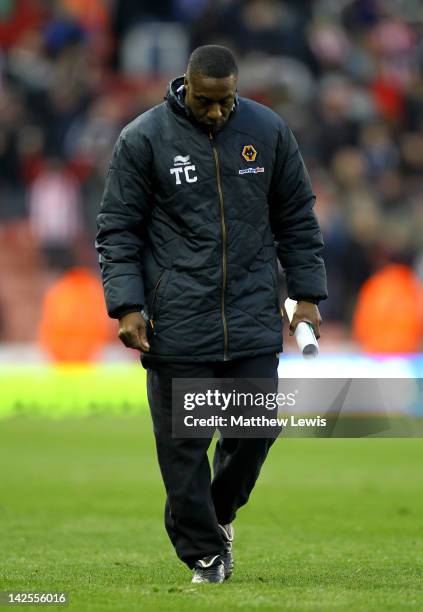 Wolverhampton Wanderers Manager Terry Connor looks dejected at the end of the Barclays Premier League match between Stoke City and Wolverhampton...