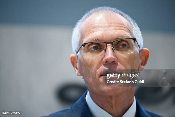 Stellantis CEO Carlos Tavares speaks during a press conference on September 20, 2022 in Turin, Italy.