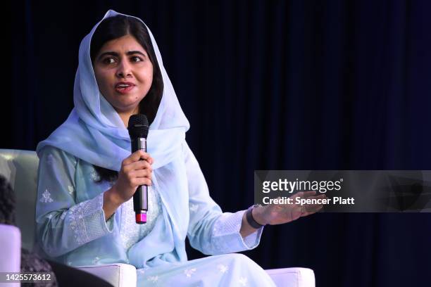 Activist and Nobel Peace Prize laureate Malala Yousafzai speaks during the Clinton Global Initiative 2022 Meeting on September 20, 2022 in New York...