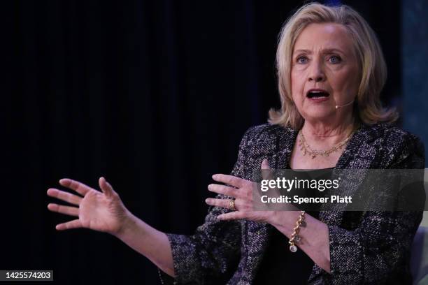 Former U.S. Secretary of State Hillary Clinton speaks during the Clinton Global Initiative 2022 Meeting on September 20, 2022 in New York City. CGI,...
