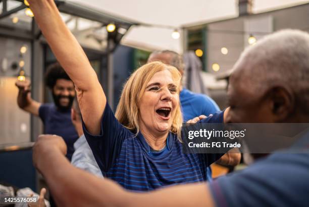 French Team Fans Celebrating High-Res Stock Photo