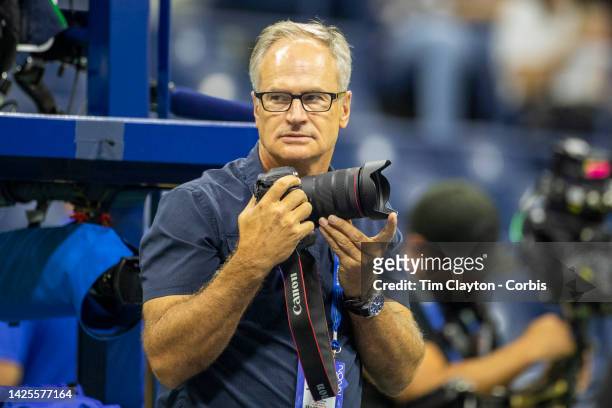 September 07: Renowned International Sports Photographer Simon Bruty during the US Open Tennis Championship 2022 at the USTA National Tennis Centre...