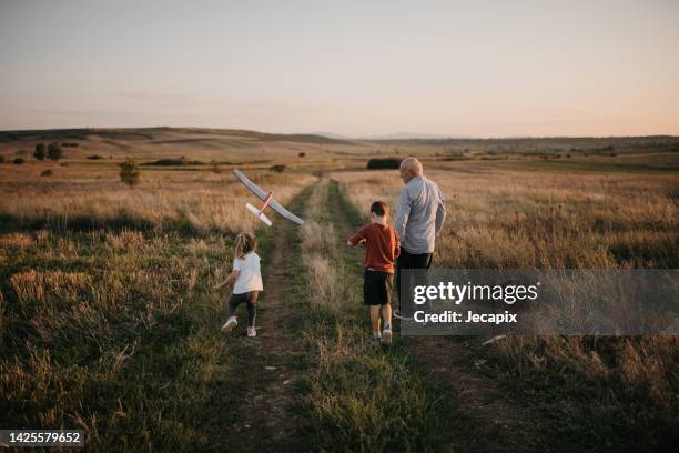 beautiful day in nature - multi generation family summer stock pictures, royalty-free photos & images