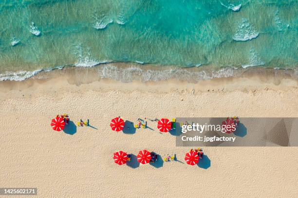 aerial beach view - greek islands stock pictures, royalty-free photos & images