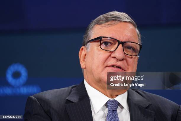 Jose Manuel Barroso, Chair, Gavi, The Vaccine Alliance speaks on stage for Honoring Global Healthcare Initiatives during The 2022 Concordia Annual...