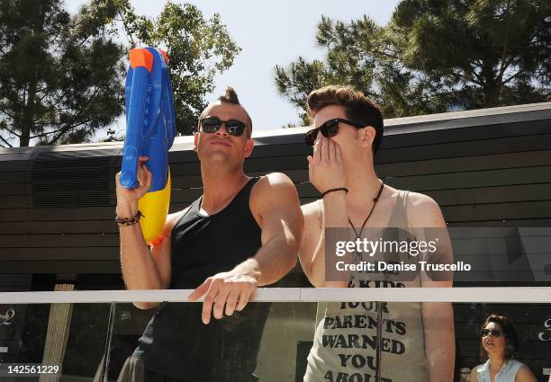 Mark Salling and John Lock attend Liquid Pool Lounge at Aria in CityCenter on April 7, 2012 in Las Vegas, Nevada.