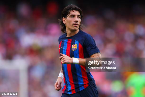 Hector Bellerin of FC Barcelona looks on during the LaLiga Santander match between FC Barcelona and Elche CF at Spotify Camp Nou on September 17,...