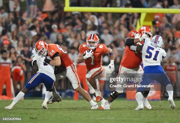 Will Shipley of the Clemson Tigers runs against the Louisiana Tech Bulldogs during their game at Memorial Stadium on September 17, 2022 in Clemson,...