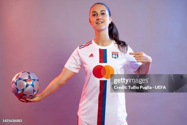 Sara Dabritz poses for a photo during the Olympique Lyonnais UEFA Women's Champions League Portrait session on September 19, 2022 in Lyon, France.