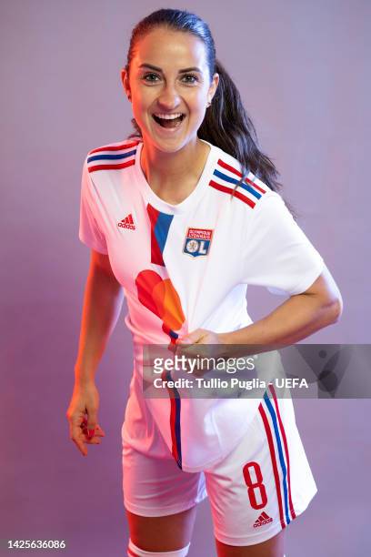 Sara Dabritz poses for a photo during the Olympique Lyonnais UEFA Women's Champions League Portrait session on September 19, 2022 in Lyon, France.