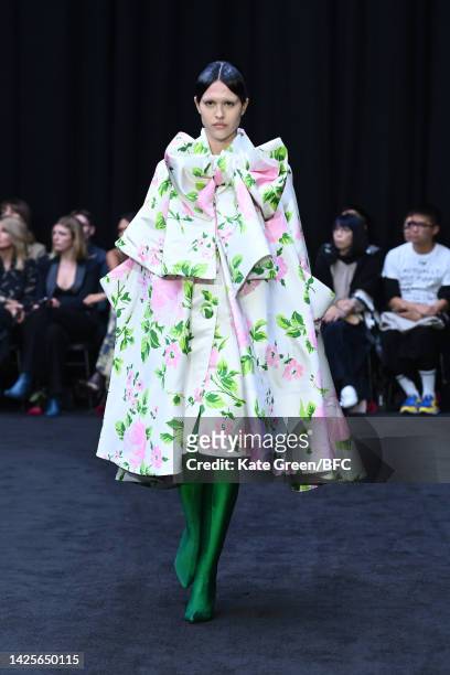 Amelia Gray Hamlin walks the runway during the Richard Quinn show during London Fashion Week September 2022 on September 20, 2022 in London, England.