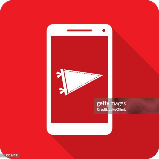 pennant smartphone icon silhouette 1 - pep rally stock illustrations