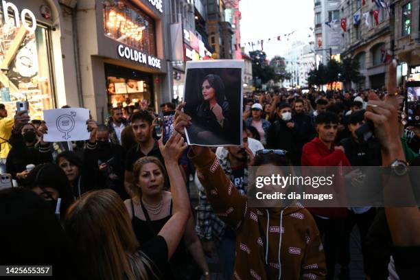Iranian women in Turkey wanted to protest in Taksim square about the murder of 22-year-old Mahsa Amini on September 20, 2022 in İstanbul, Türkiye.