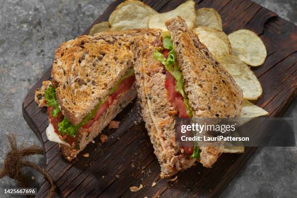 leftover turkey meatloaf sandwich - whole wheat sandwich stock pictures, royalty-free photos & images