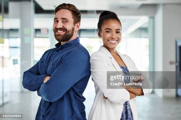 portrait of diversity business people, management and leader at end of strategy meeting. marketing partnership team smile after teamwork, collaboration and planning with sticky notes on glass wall - portrait business partners stock pictures, royalty-free photos & images