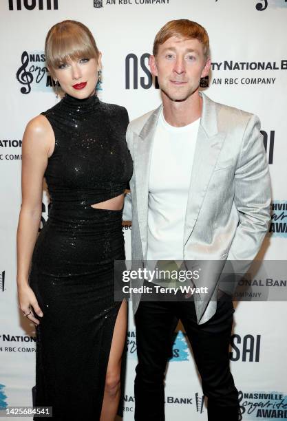 Songwriter-Artist of the Decade honoree, Taylor Swift and Songwriter of the Year honoree, Ashley Gorley attend NSAI 2022 Nashville Songwriter Awards...