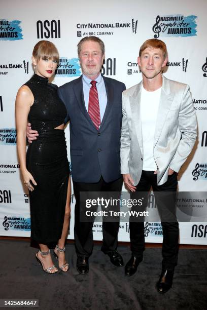 Songwriter-Artist of the Decade honoree, Taylor Swift, NSAI Executive Director Bart Herbison and Songwriter of the Year honoree, Ashley Gorley attend...