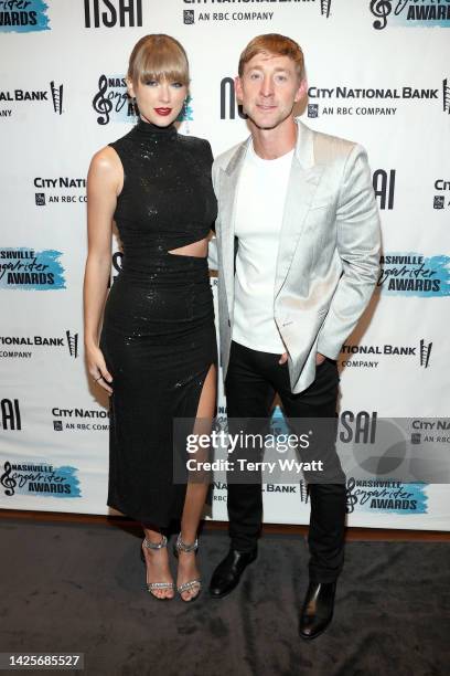 Songwriter-Artist of the Decade honoree, Taylor Swift and Songwriter of the Year honoree, Ashley Gorley attend NSAI 2022 Nashville Songwriter Awards...