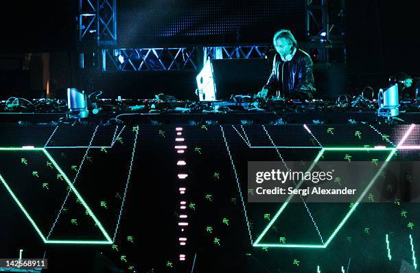 David Guetta performs at Ultra Music Festival 14 at Bayfront Park Amphitheater on March 25, 2012 in Miami, Florida.