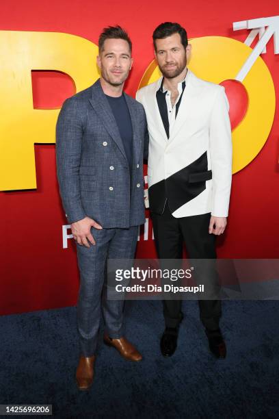 Luke Macfarlane and Billy Eichner attend the premiere of Universal Pictures's "Bros" at AMC Lincoln Square Theater on September 20, 2022 in New York...