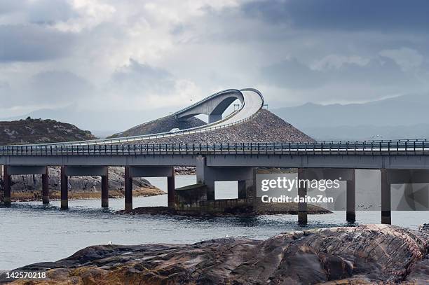 storseisundbrua bridge, atlantic road, norway - norway road stock pictures, royalty-free photos & images