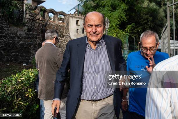 Pier Luigi Bersani of Partito Democratico before an election rally on September 20, 2022 in Portici, Italy. Italians head to the polls for general...