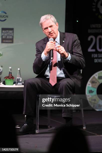 Cristián Samper, CEO of the Wildlife Conservation Society on behalf of the Protect our Planet Challenge, speaks onstage during Countdown to COP15:...