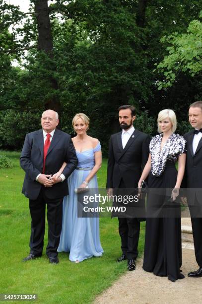 Mikhail Gorbachev, J.K. Rowling, Evgeny Lebedev and Anastasia Virganskaya attend the 2009 annual Raisa Gorbachev Foundation gala at Hampton Court in...